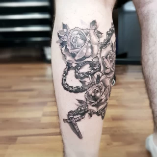 Rosary and roses - Spiritual Tattoo - Witchy Tattoo - Tarot Card Tattoo - Black Hat Tattoo Dublin - The Black Hat Tattoo