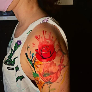 Watercolor rose red - Rose Tattoo - Black Hat Tattoo Dublin - The Black Hat Tattoo