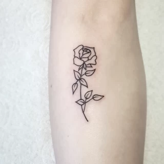 Rose - Tattoo Fine Line and Line Work - Black Hat Tattoo Dublin - The Black Hat Tattoo