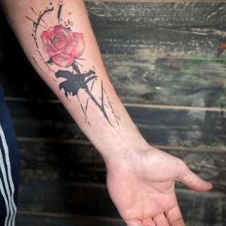 Rose tattoo on arm -  - Flower Tattoo - Black Hat Tattoo Dublin - The Black Hat Tattoo