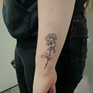 Small rose on wrist - Rose Tattoo - Black Hat Tattoo Dublin - The Black Hat Tattoo