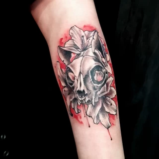 Skull cat Pet Tattoo - Black Hat Tattoo Dublin - The Black Hat Tattoo