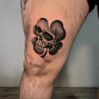 Clover and skull Ireland - Skull Tattoo - Black Hat Tattoo Dublin - The Black Hat Tattoo