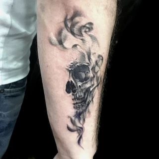 Skull and smoke effect - Skull Tattoo - Black Hat Tattoo Dublin - The Black Hat Tattoo