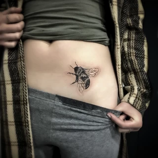 Bee tattoo on stomac Insect Tattoo - Dublin - - The Black Hat Tattoo