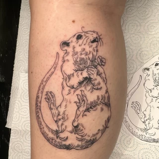 Rat Tattoo on Leg - Black Hat Tattoo Dublin - The Black Hat Tattoo