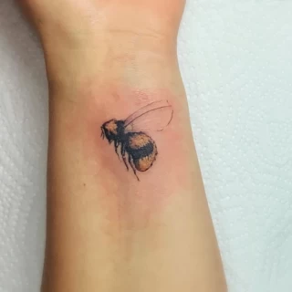 Bumblebee  Insect Tattoo - On Wrist women - Dublin - - The Black Hat Tattoo