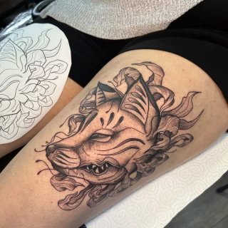 Fox Mask - - Japanese Tattoo - Black Hat Tattoo Dublin - The Black Hat Tattoo