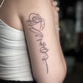 Rose one line - Tattoo Fine Line and Line Work - Black Hat Tattoo Dublin - The Black Hat Tattoo