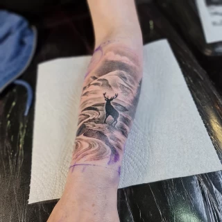 Tree forest & mountain Tattoo - Botanical & Nature - Black Hat Tattoo Dublin - The Black Hat Tattoo