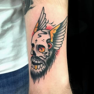 Old School Skull Tattoo - Skull Tattoo - Black Hat Tattoo Dublin - The Black Hat Tattoo