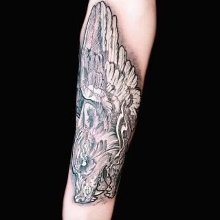 Neotrad - Wolf Tattoo - Black Hat Tattoo Dublin - The Black Hat Tattoo