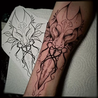 Fine lines - Wolf Tattoo - Black Hat Tattoo Dublin - The Black Hat Tattoo